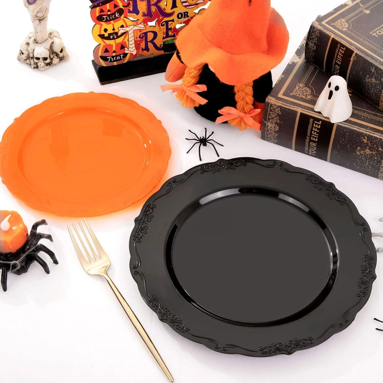Orange Black U-QE Disposable Plates — view 12