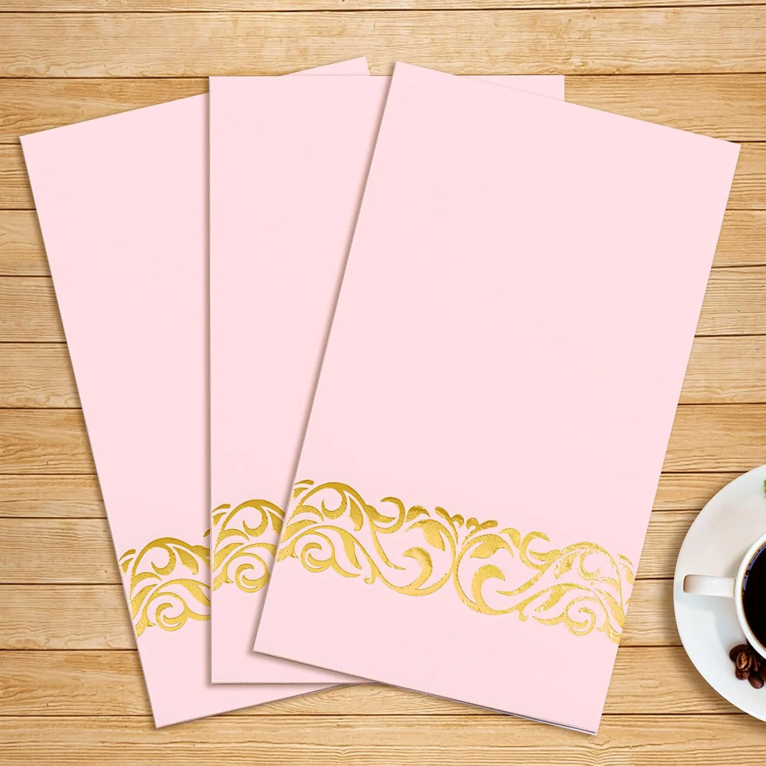 Pink And Gold Napkins Disposable-3ply Paper Napkins Rim — view 15