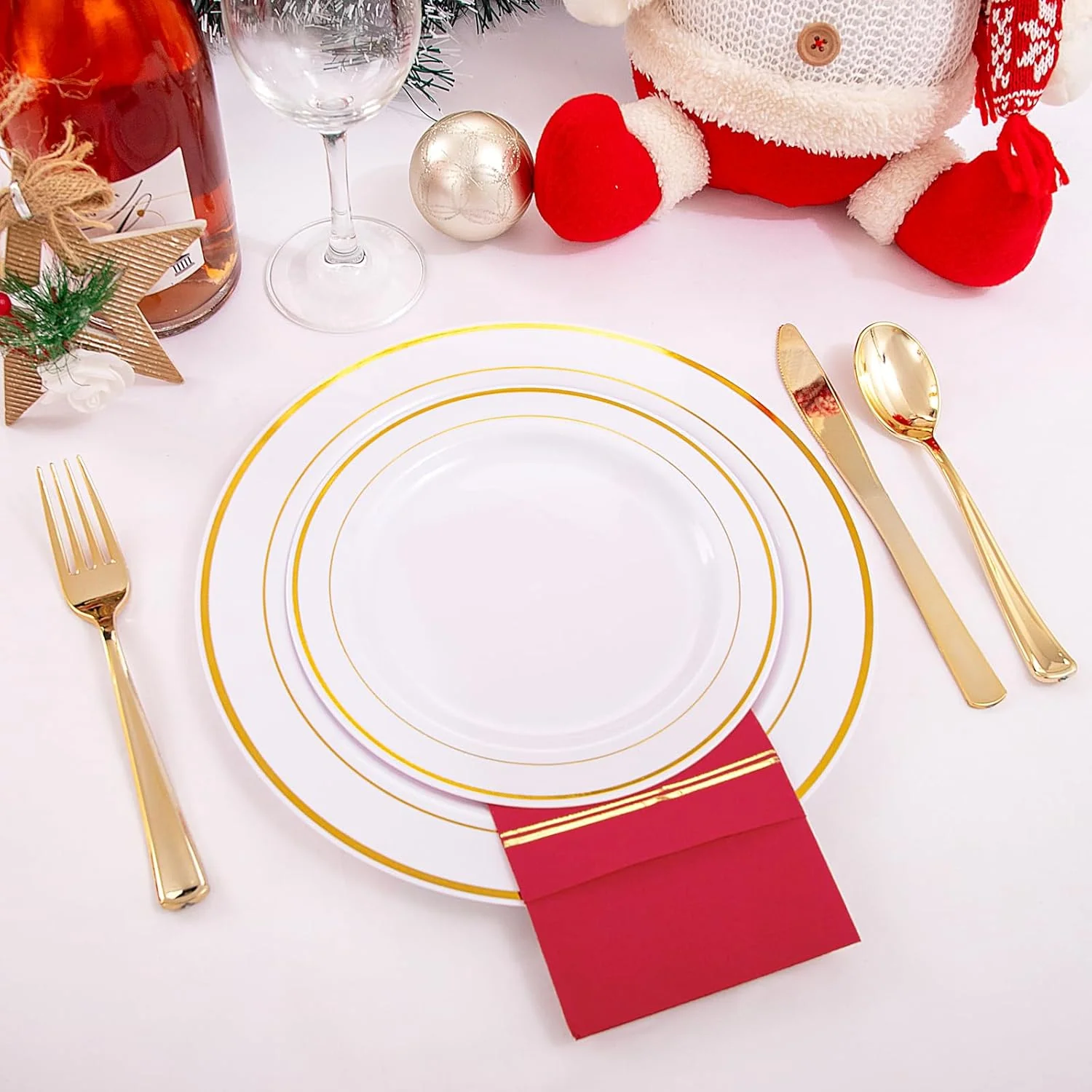 Red Paper Napkins with Built-in Flatware Pocket — view 14