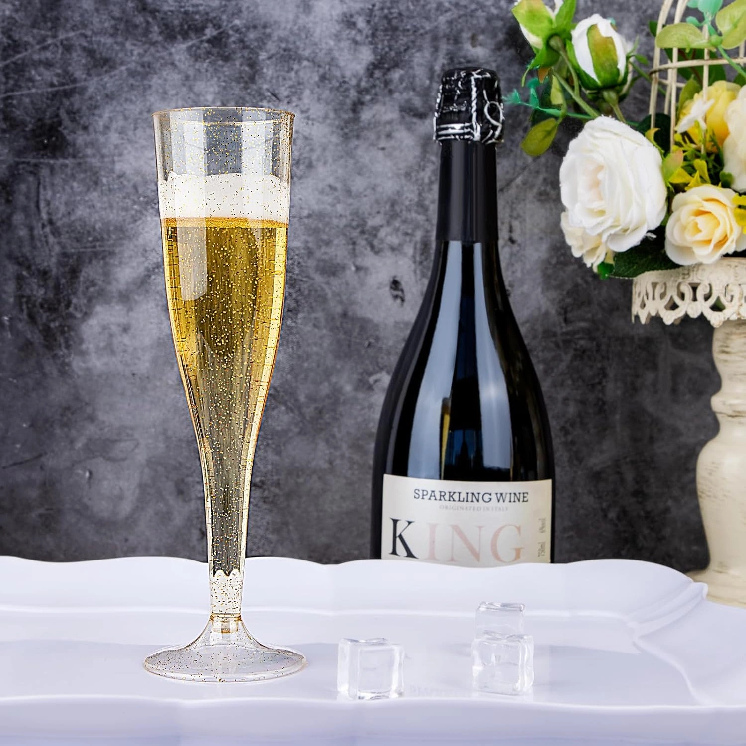 Gold Plastic Champagne Flutes — view 10