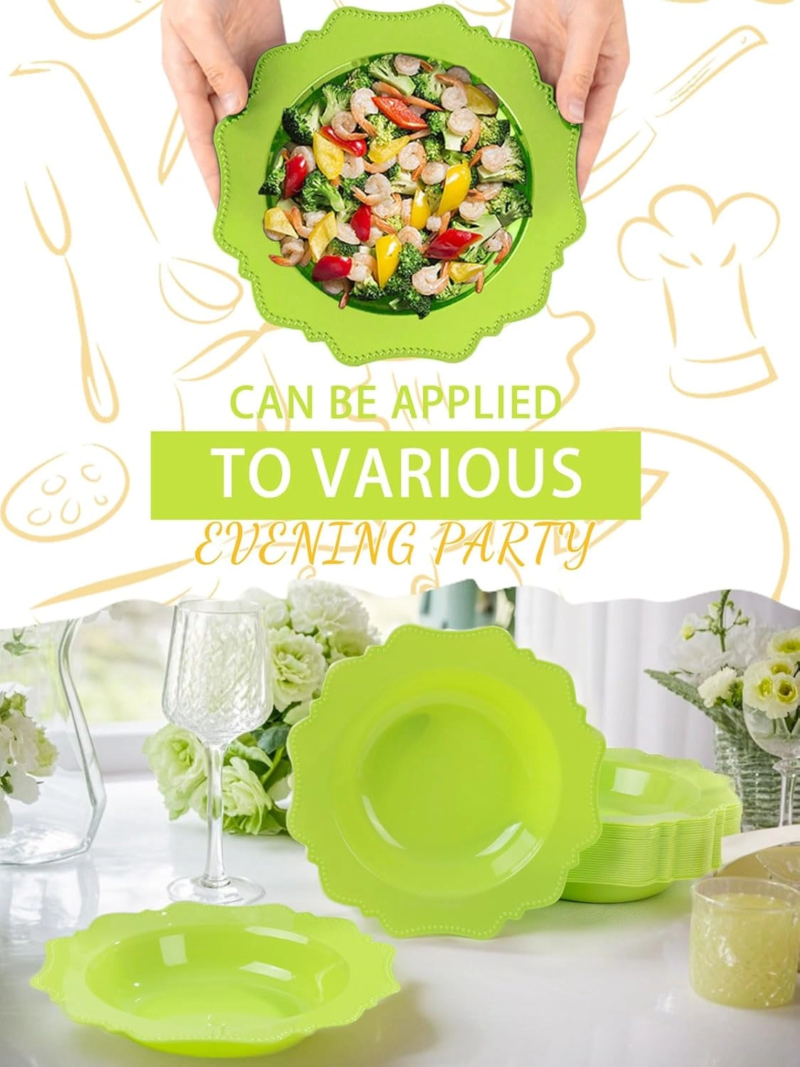 Light Green Plastic Party Bowls () 12 Oz Disposable Soup/Salad Bowl — view 14