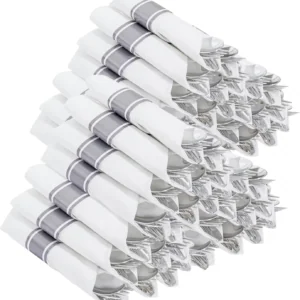 Silver Classic Pre Rolled Plastic Silverware Sets — view 11