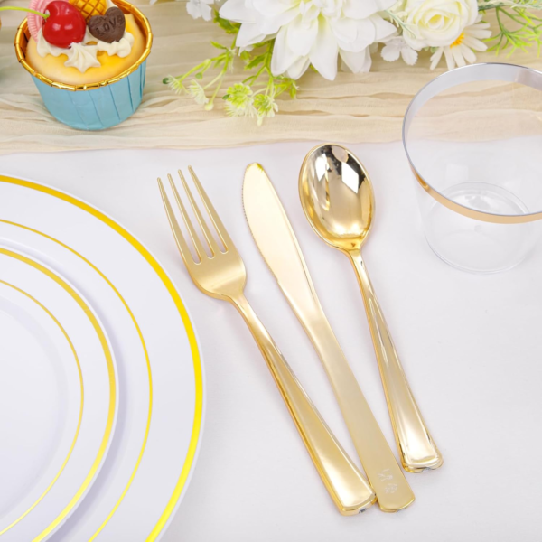 Gold Deluxe Disposable Dinnerware Set — view 12