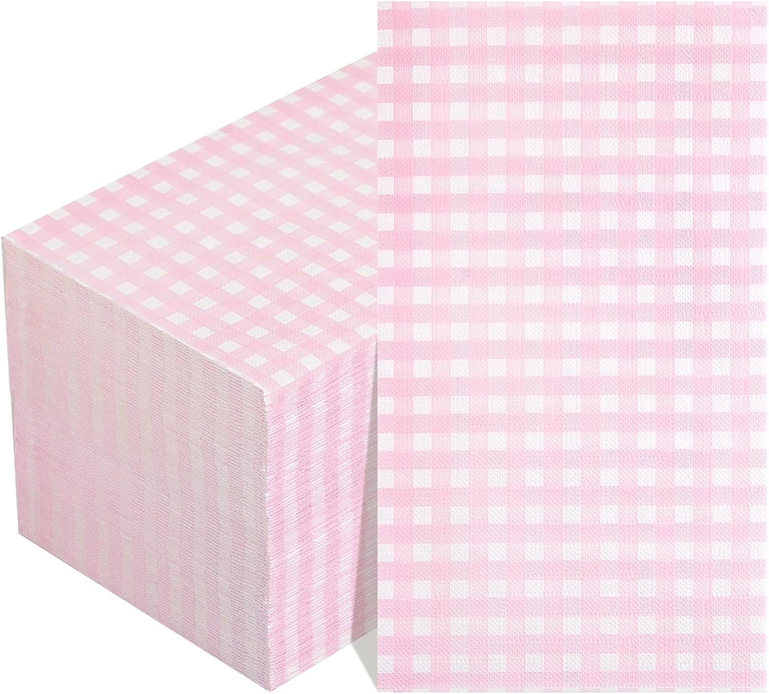 Pink Gingham Paper Napkins — view 9