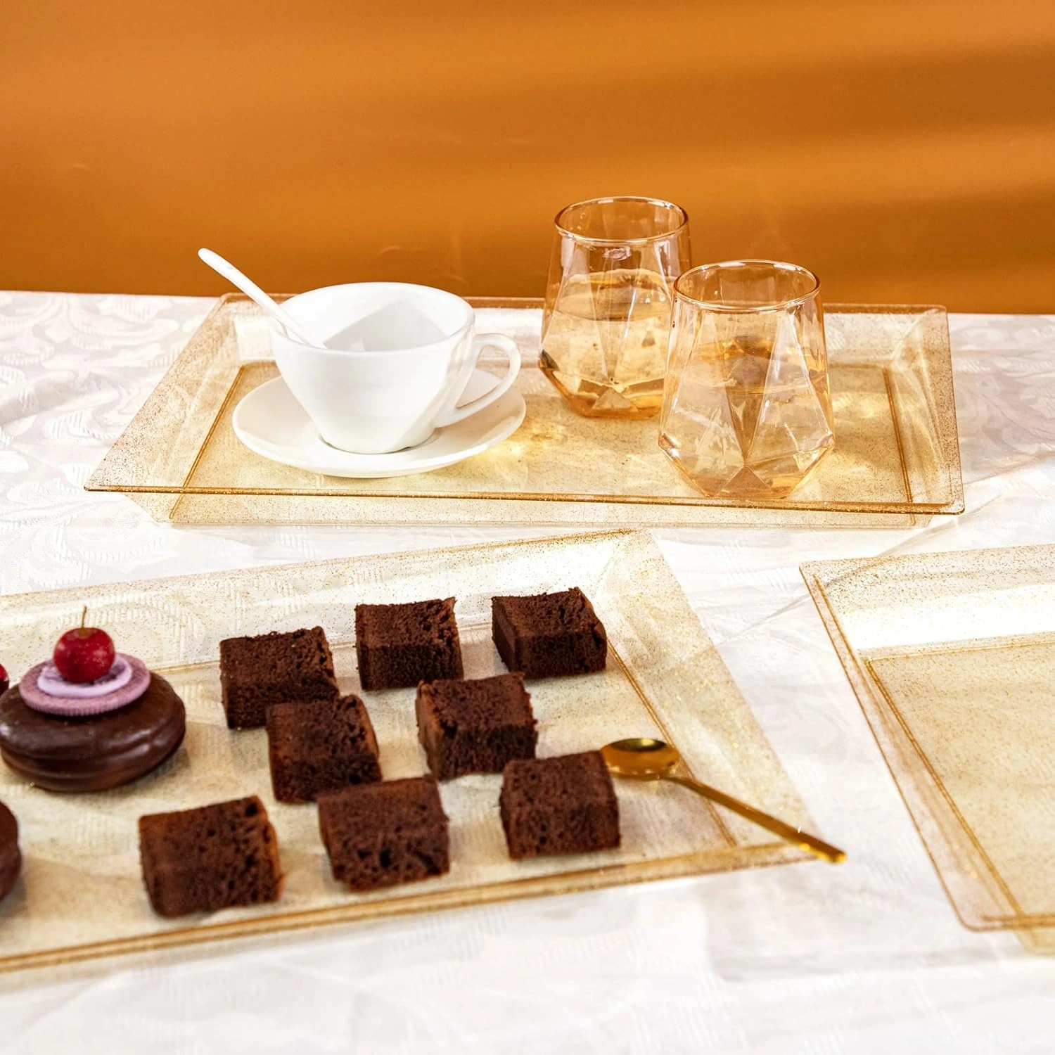 Gold Glitter Plastic Serving Tray — view 14