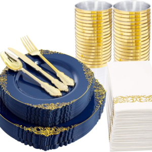 Navy & Gold Dinnerware Set for 25 Guests — view 10