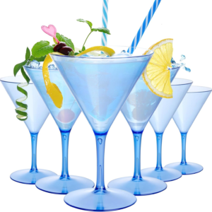 Blue Liacere Martini Glasses Set of 6-11 oz Plastic Martini Cocktail Glasses with Stem-Reusable Cocktail Glasses for Bar,Margarita,Whiskey,Gin,Tequila,BPA-Free — view 8