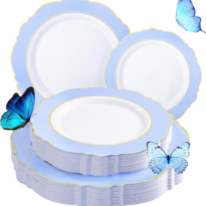 Blue Baroque Plastic Plates (60 Pieces) — view 10