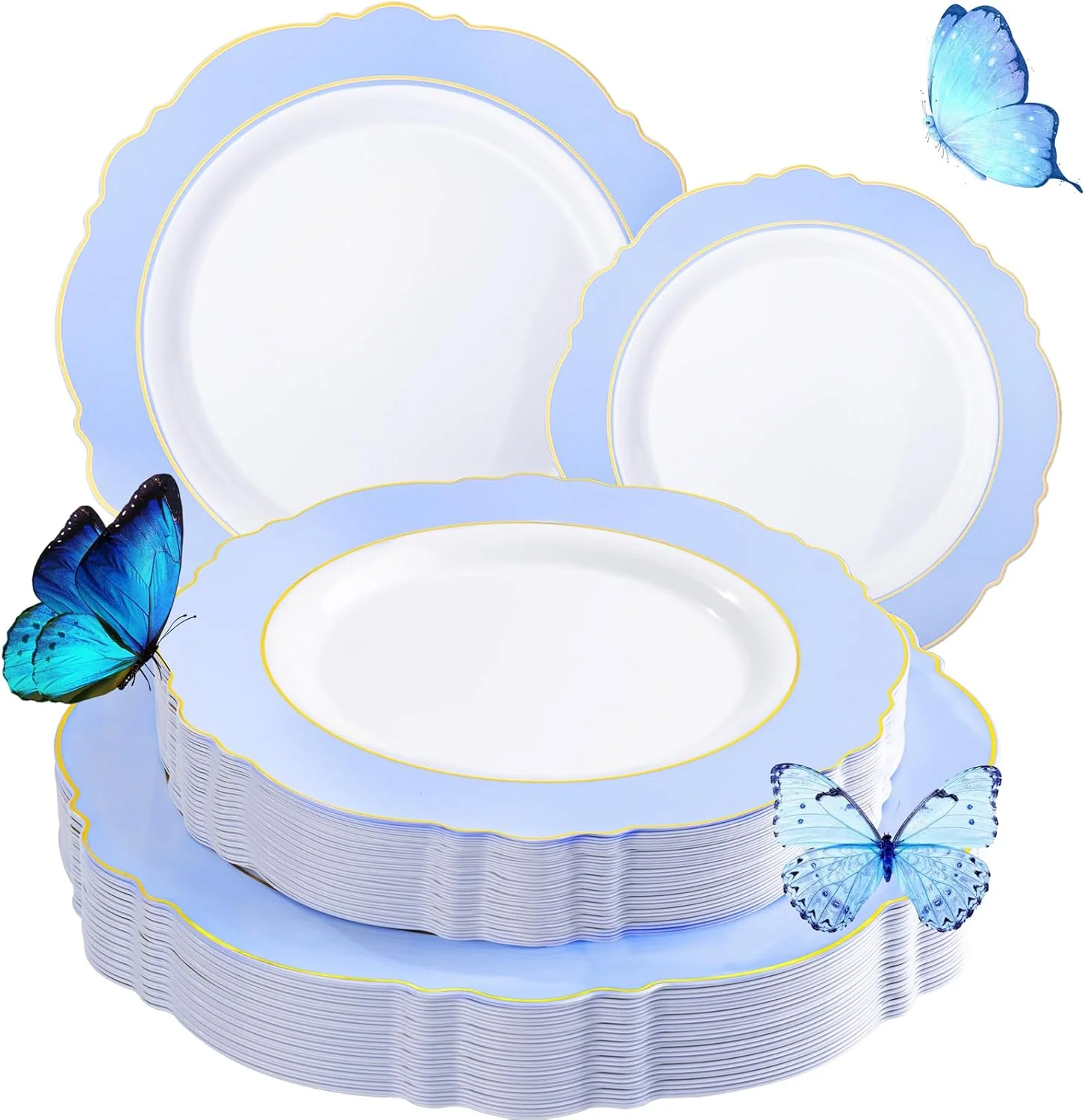 Blue Baroque Plastic Plates (60 Pieces) — view 10