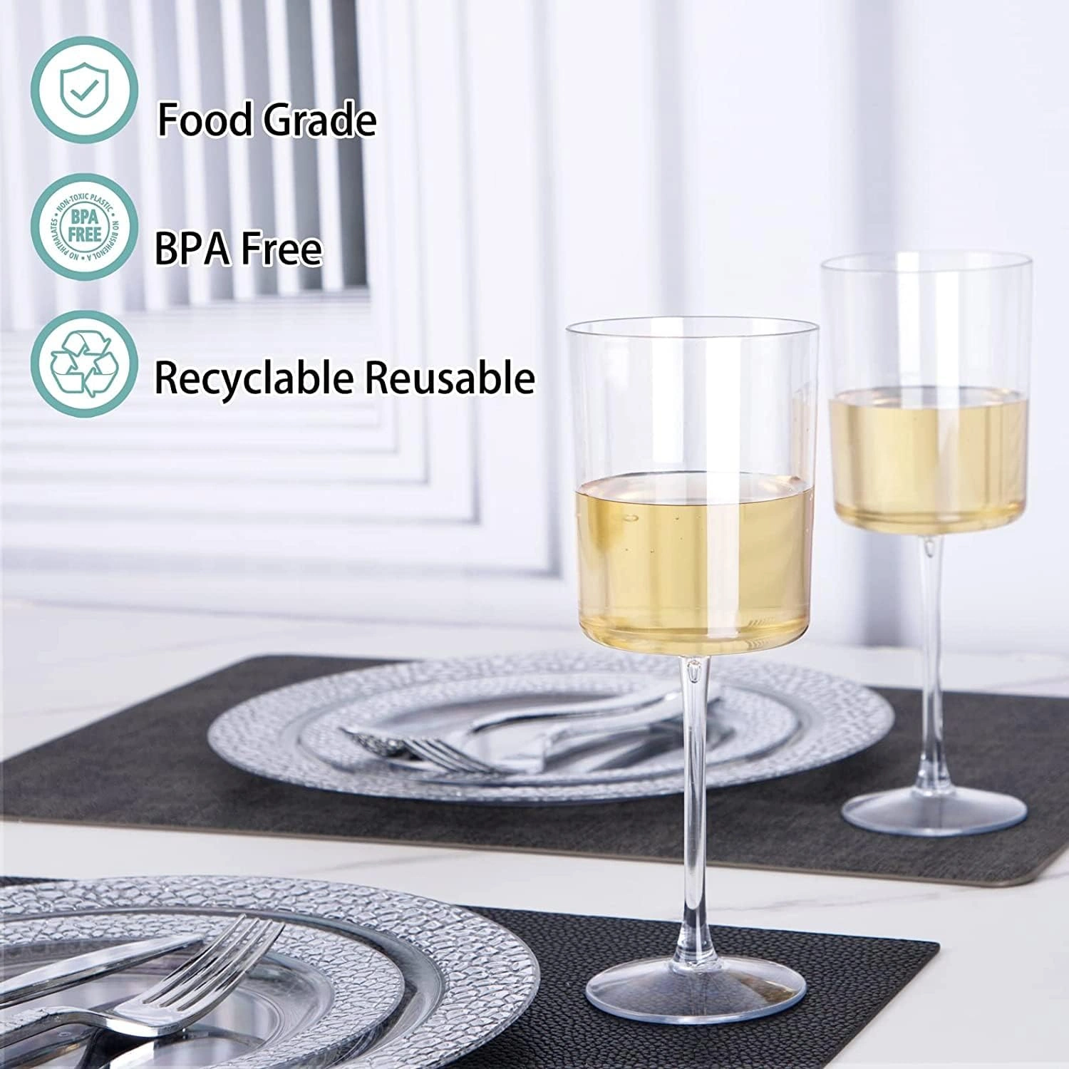 Stemmed Clear Wine Glasses, Perfect for Parties, Clear Design (10 oz) — view 15