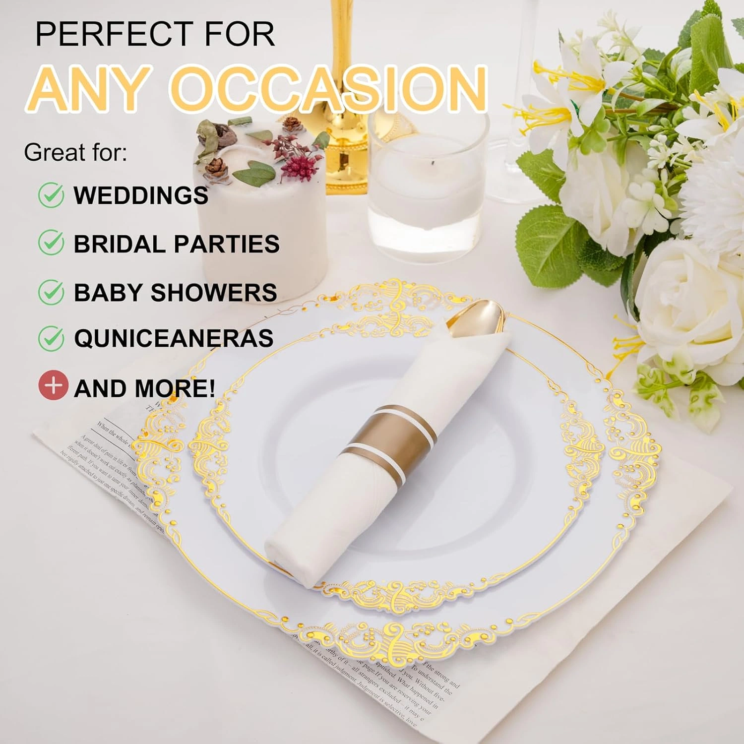Gold Fancy Pre Rolled Plastic Silverware Sets — view 16