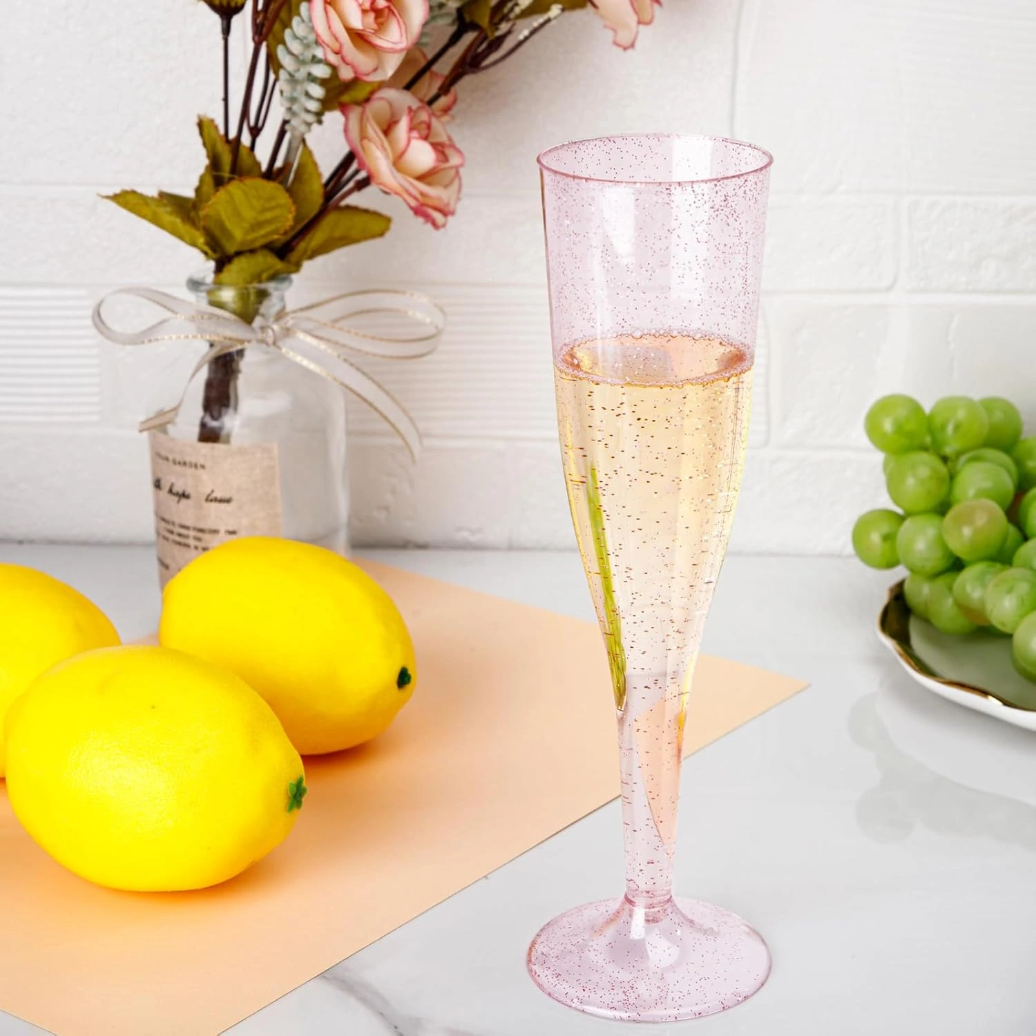 Pink Plastic Champagne Flutes — view 10
