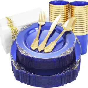Blue & Gold Dinnerware Set for 25 Guests — view 11