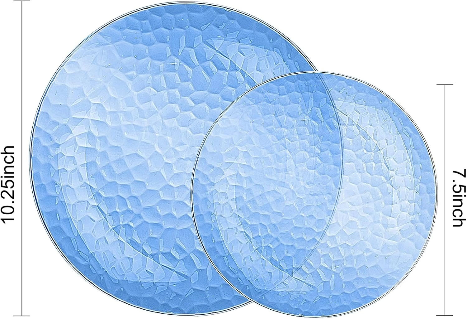 Clear Blue Plastic Plates,Disposable Plates With Rim,Heavy-duty Plates,Hammered Party Plates Include 30Clear Dessert-Platos,30Dinner-Platos for Wedding, Party (100 Pieces) — view 11