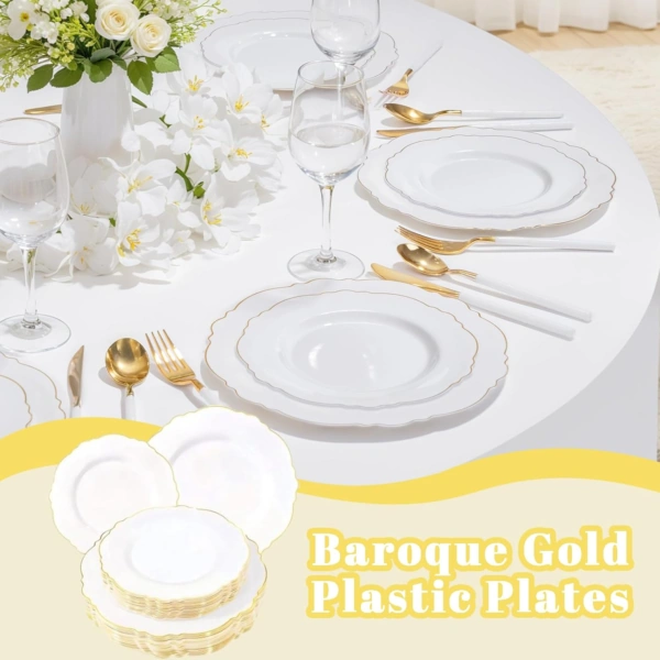 Gold Baroque Plastic Plates — view 13