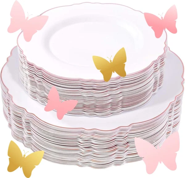 Rose Gold Baroque Plastic Plates — view 10