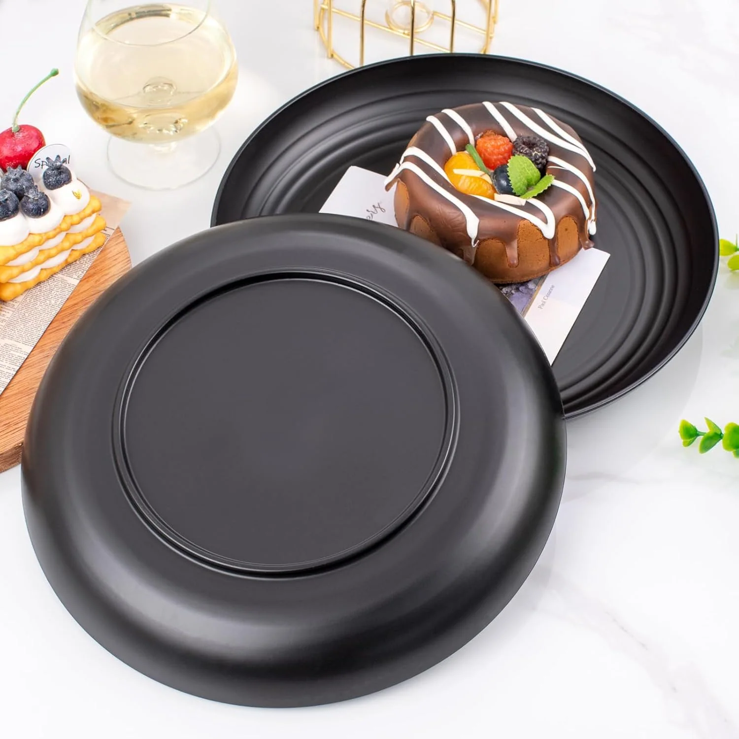 Black Wheat Straw Plates,Deep Dinner Plastic Plates,Reusable Plates,10 inch Unbreakable Plates Set,Lightweight Microwave Dishwasher Safe,Plastic Plates for Picninc,Camping, RC366-1 — view 15