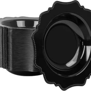 Black Plastic Party Bowls () 12 Oz Disposable Soup/Salad Bowl — view 11