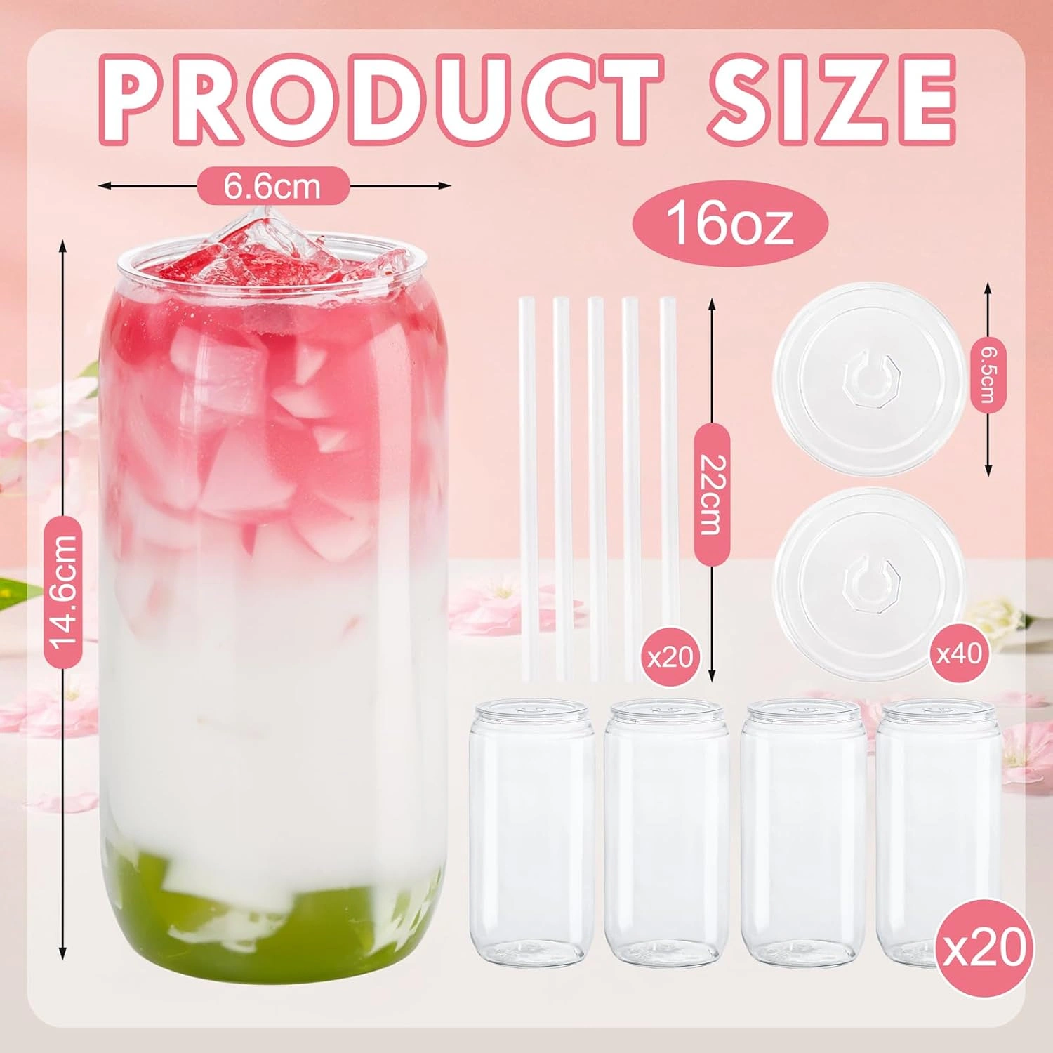 Clear Can Shaped Cups with Lids & Straws (16 oz, 20 Pack) — view 13