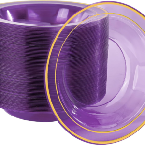 Purple Plastic Bowls with Gold Rim — view 11
