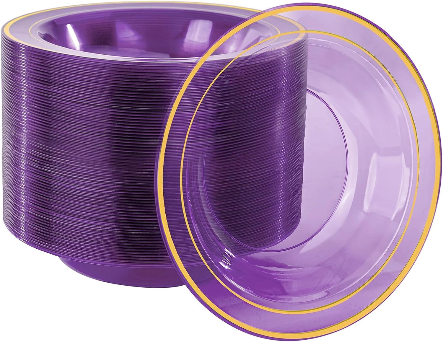 Purple Plastic Bowls with Gold Rim — view 11