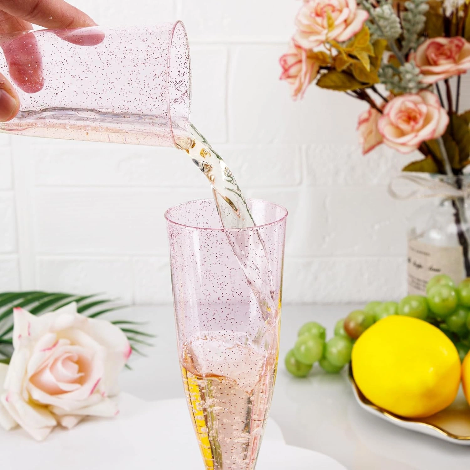 Pink Plastic Champagne Flutes — view 12