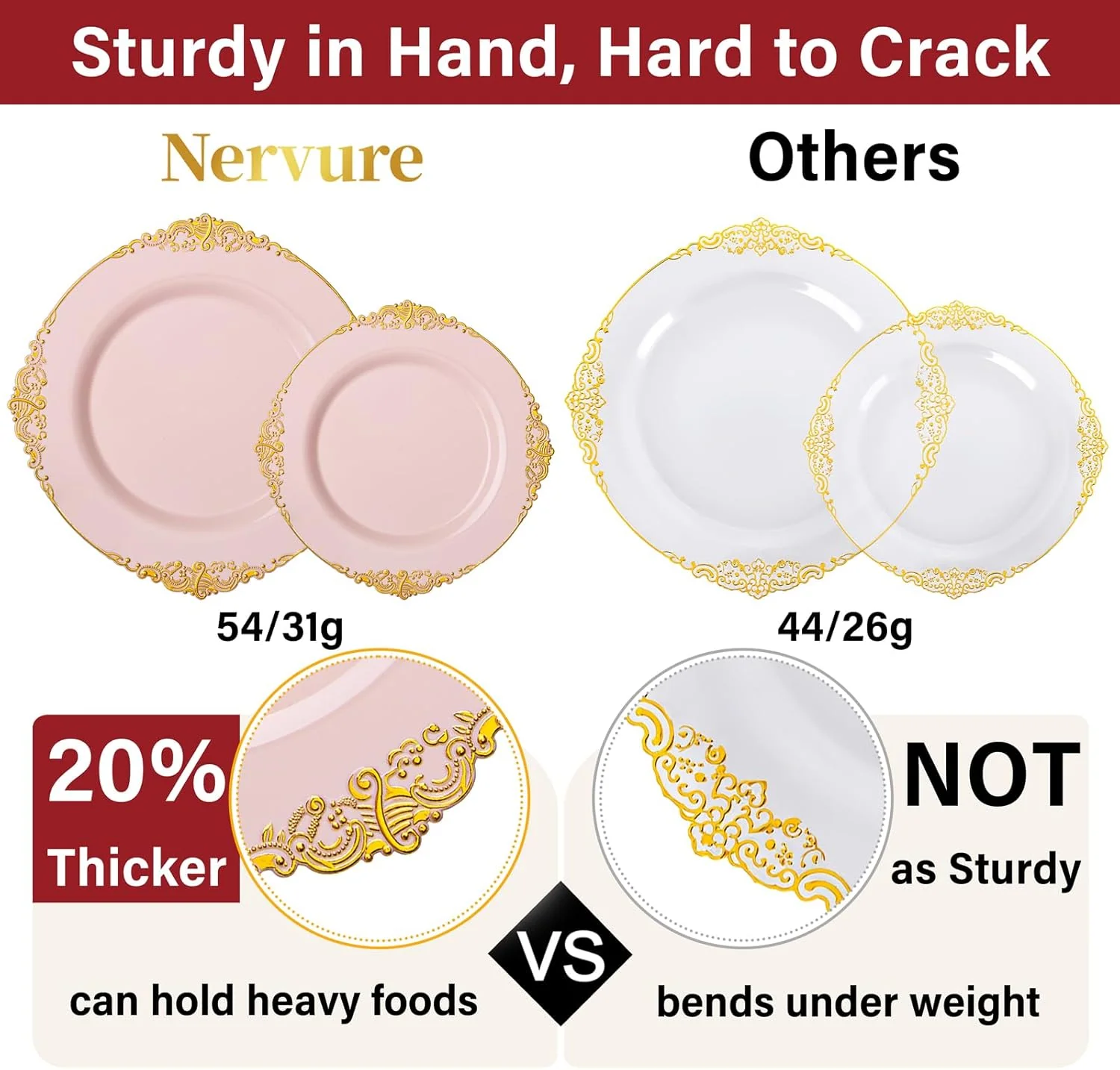 Pink & Gold Dinnerware Set for 50 Guests — view 14
