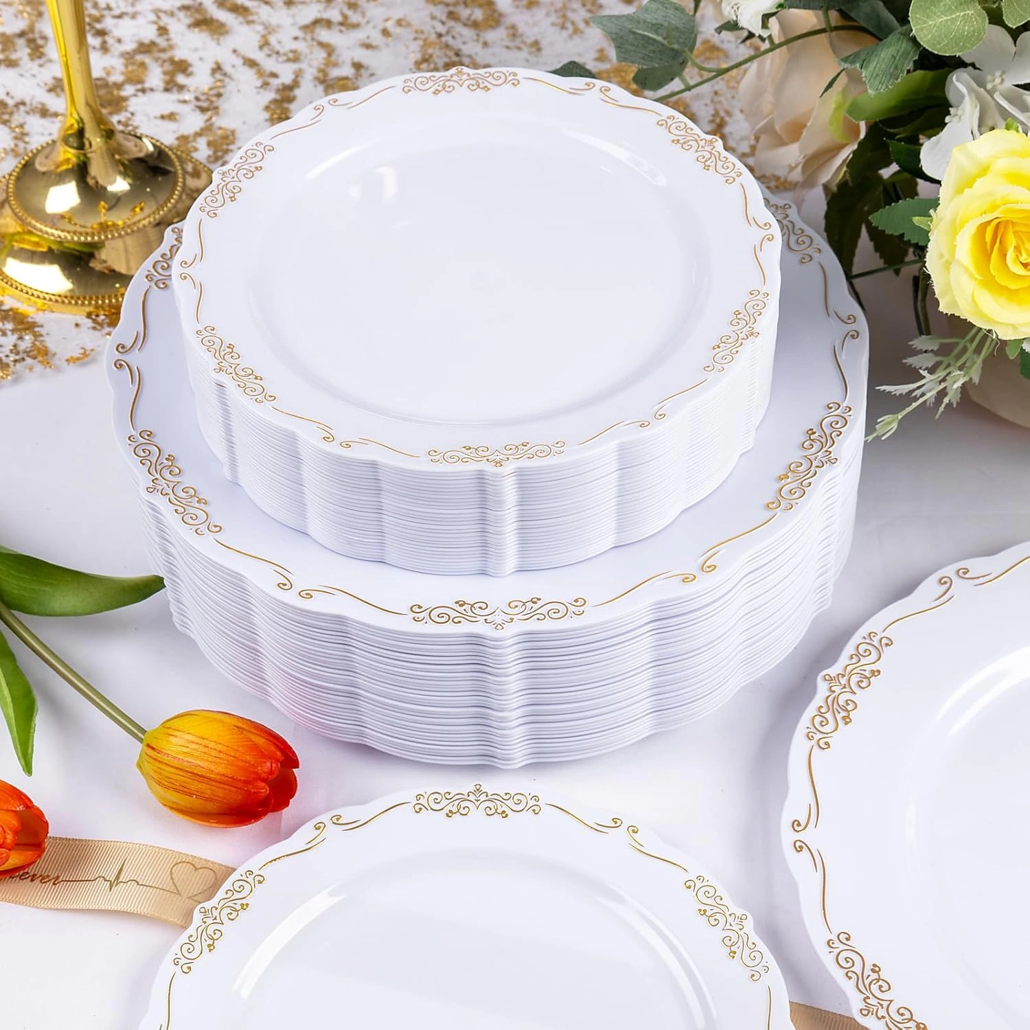 White Gold U-QE Disposable Plates — view 15