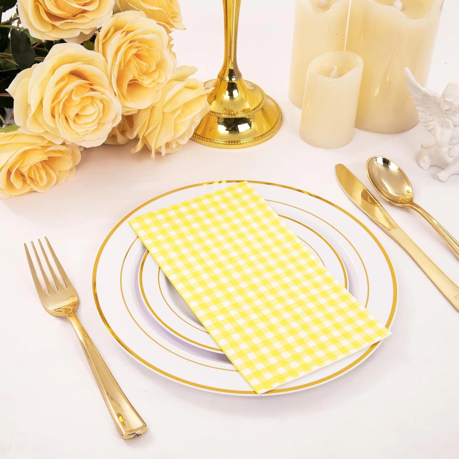 Yellow Gingham Paper Napkins — view 15