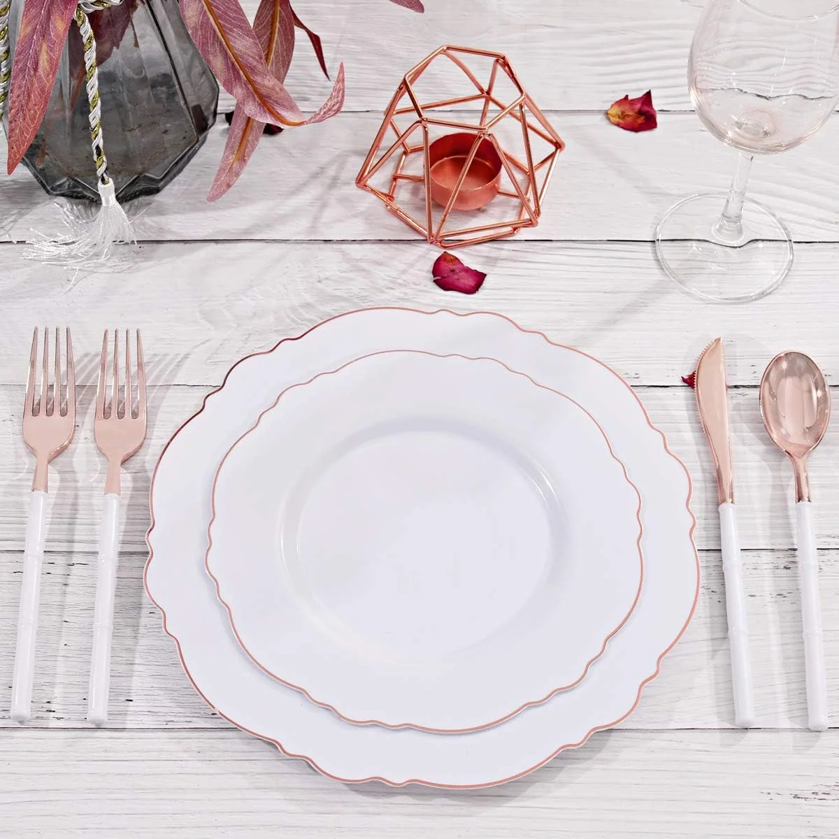 Rose Gold Baroque Plastic Plates — view 14