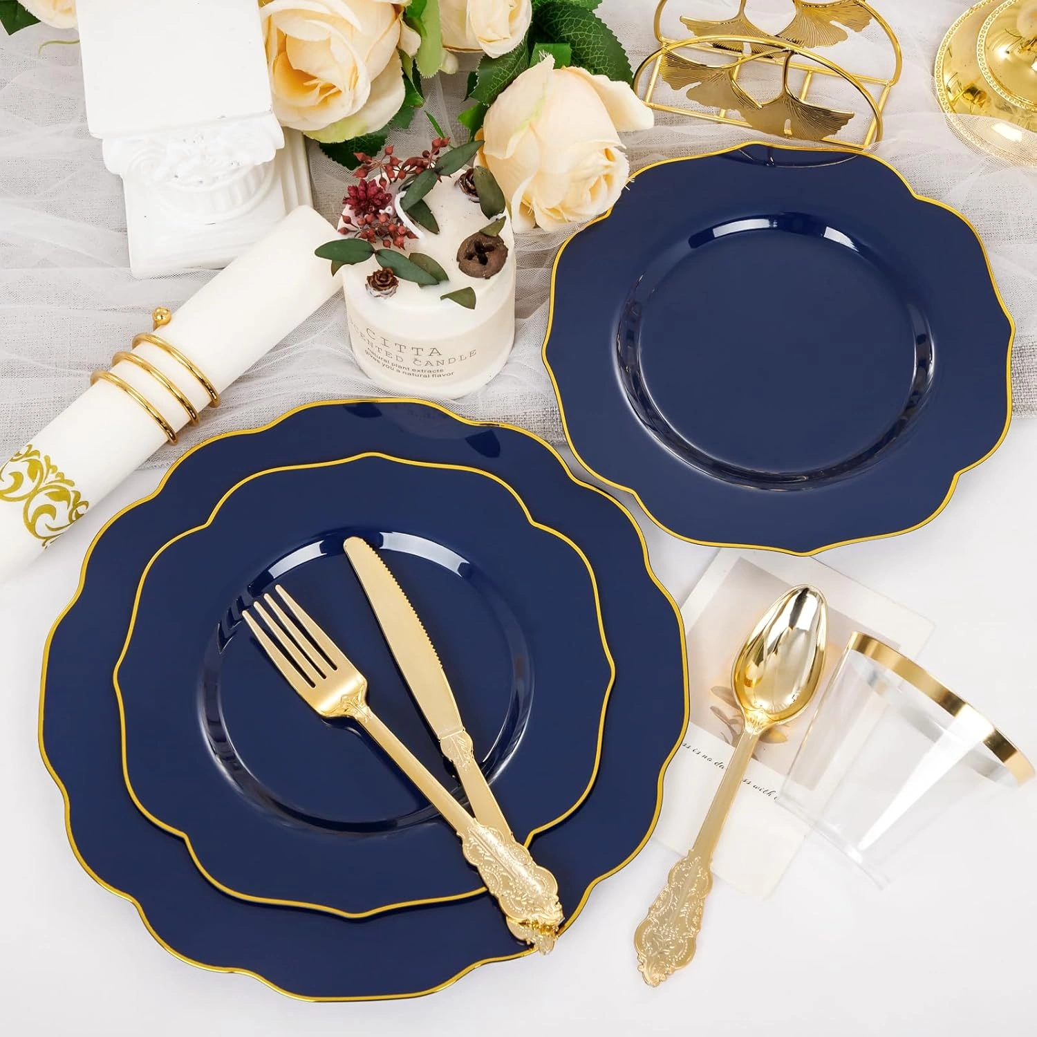 Blue NOCCUR Plates with Disposable Silverware — view 12