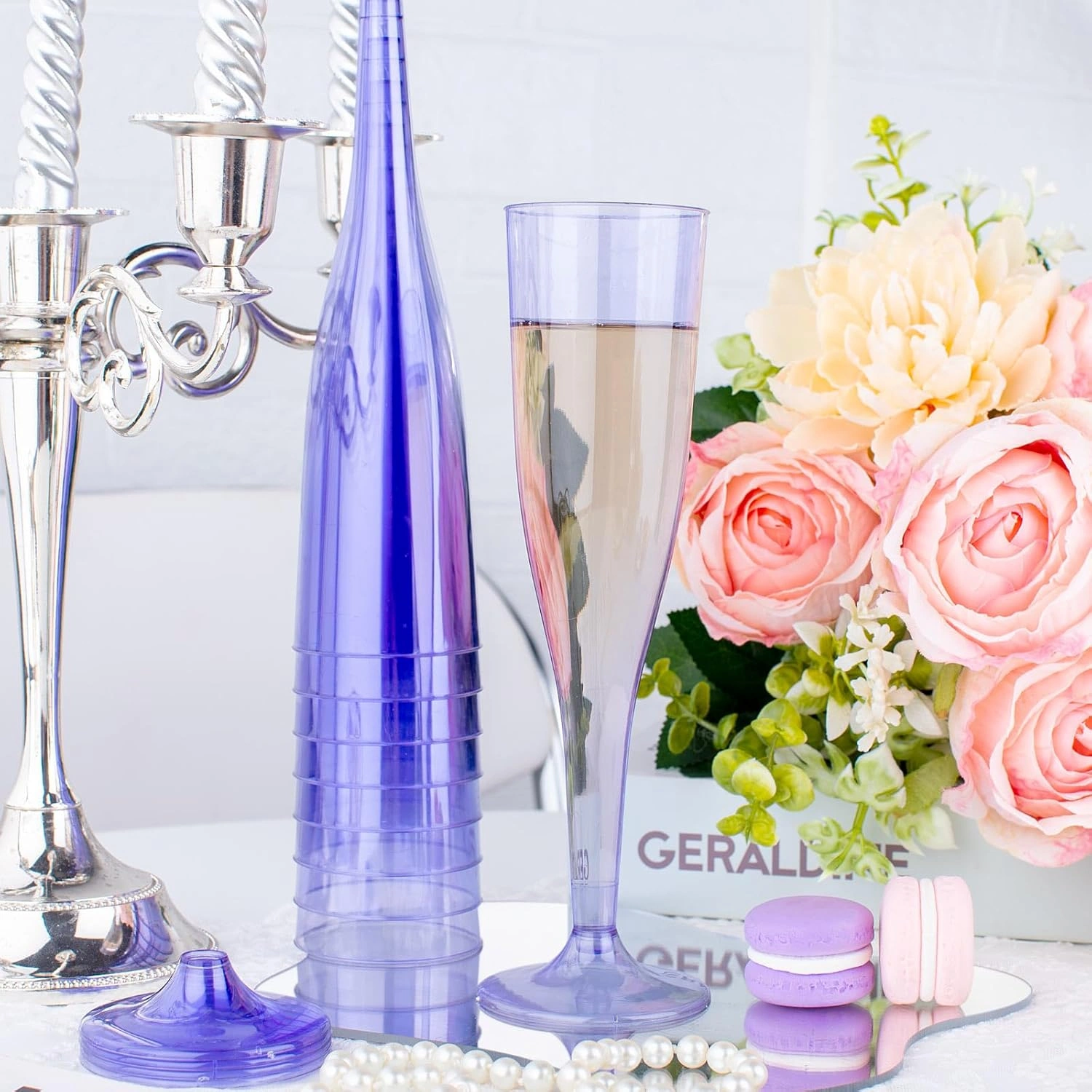 Clear Purple Plastic Champagne Flutes — view 13