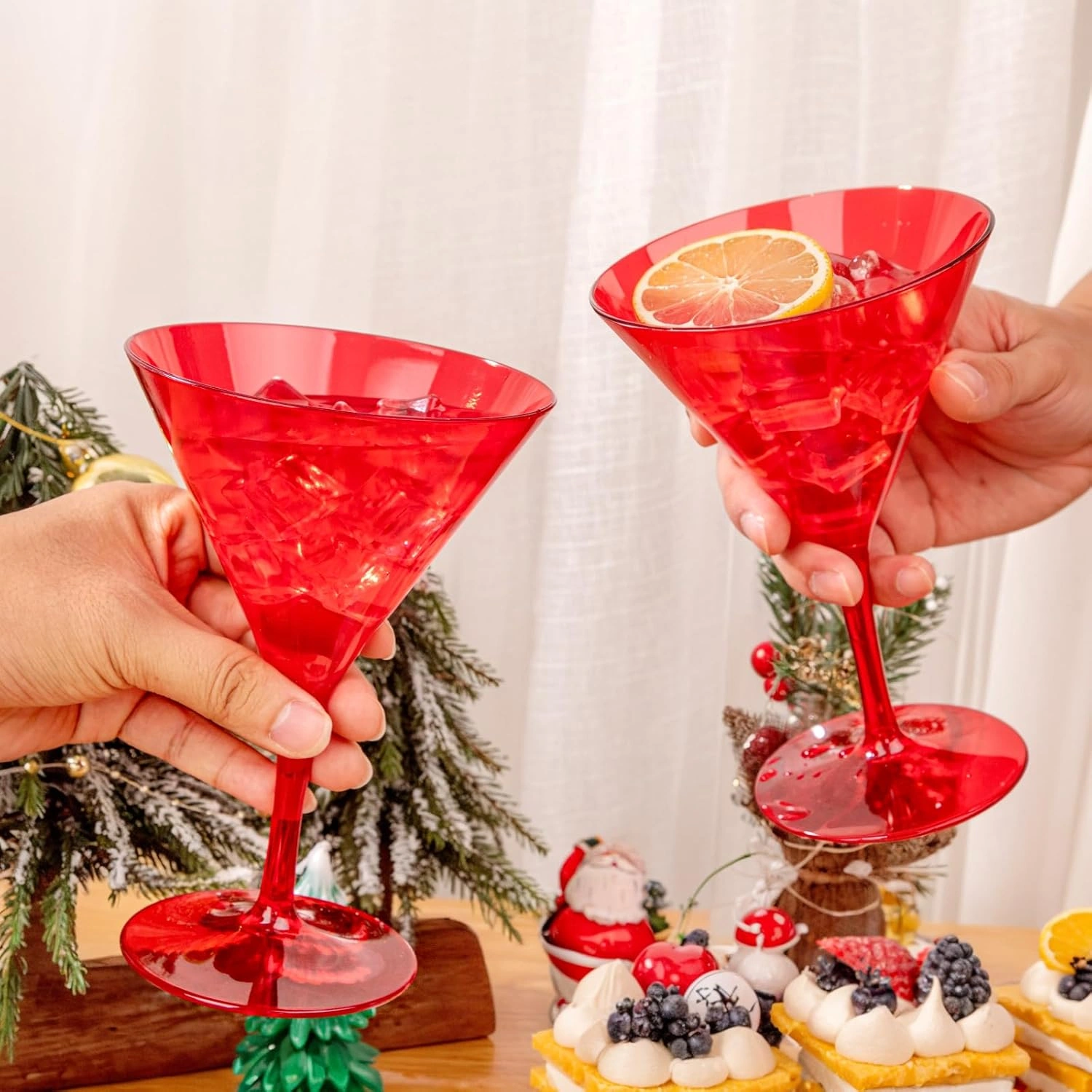 Red Liacere Martini Glasses Set of 6-11 oz Plastic Martini Cocktail Glasses with Stem-Reusable Cocktail Glasses for Bar,Margarita,Whiskey,Gin,Tequila,BPA-Free — view 11