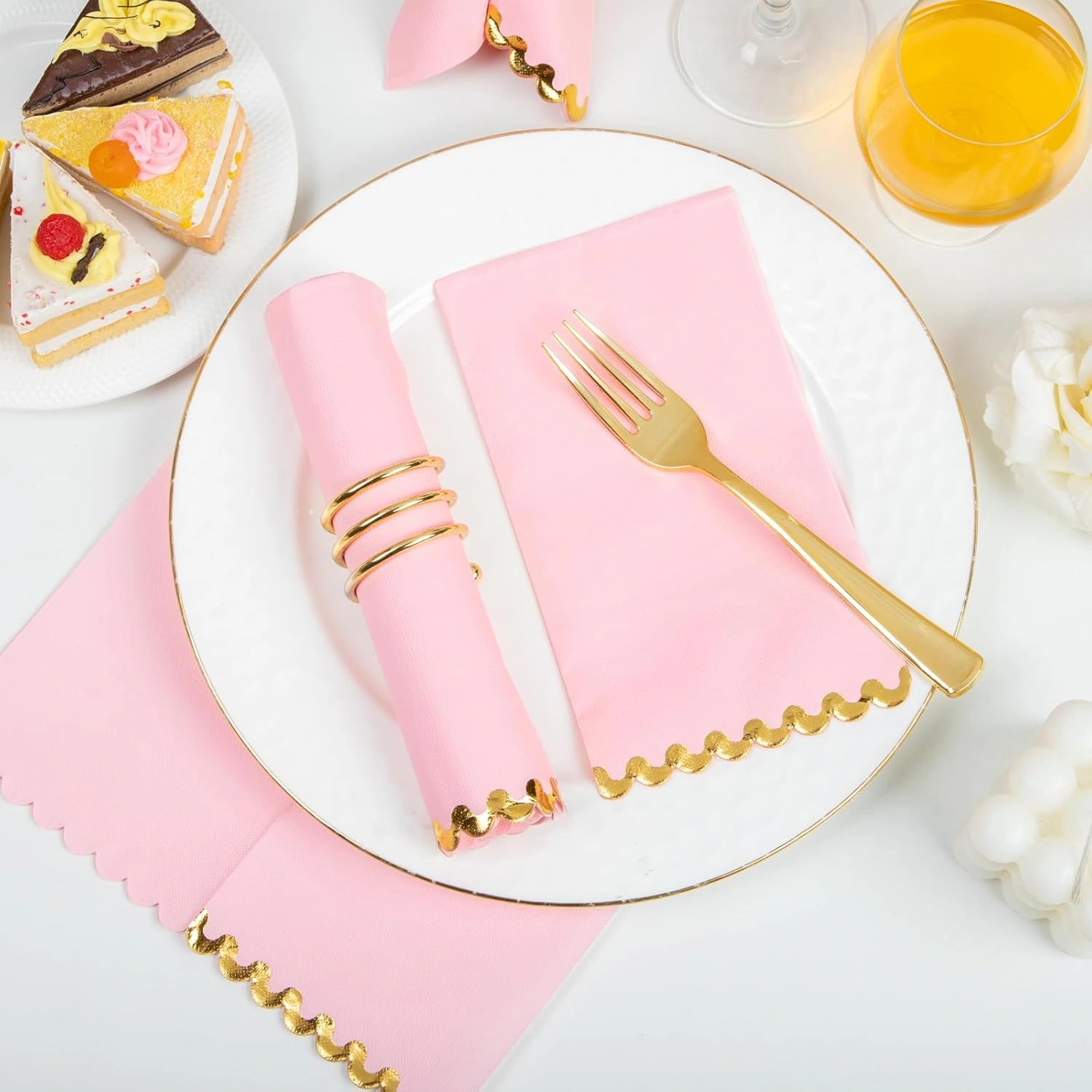 Pink Napkins Disposable-3ply Paper Napkins Rim — view 12