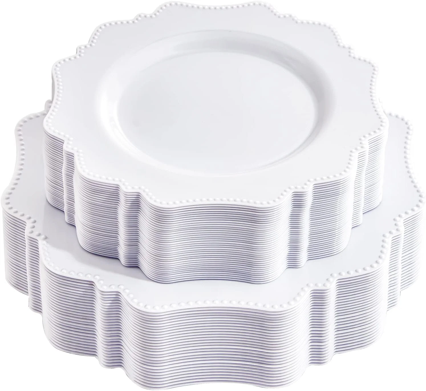 White Disposable Plastic Plates-Heavy duty plate for party/wedding/anniversary 30 dinner plates and 30 dessert/salad plates — view 10