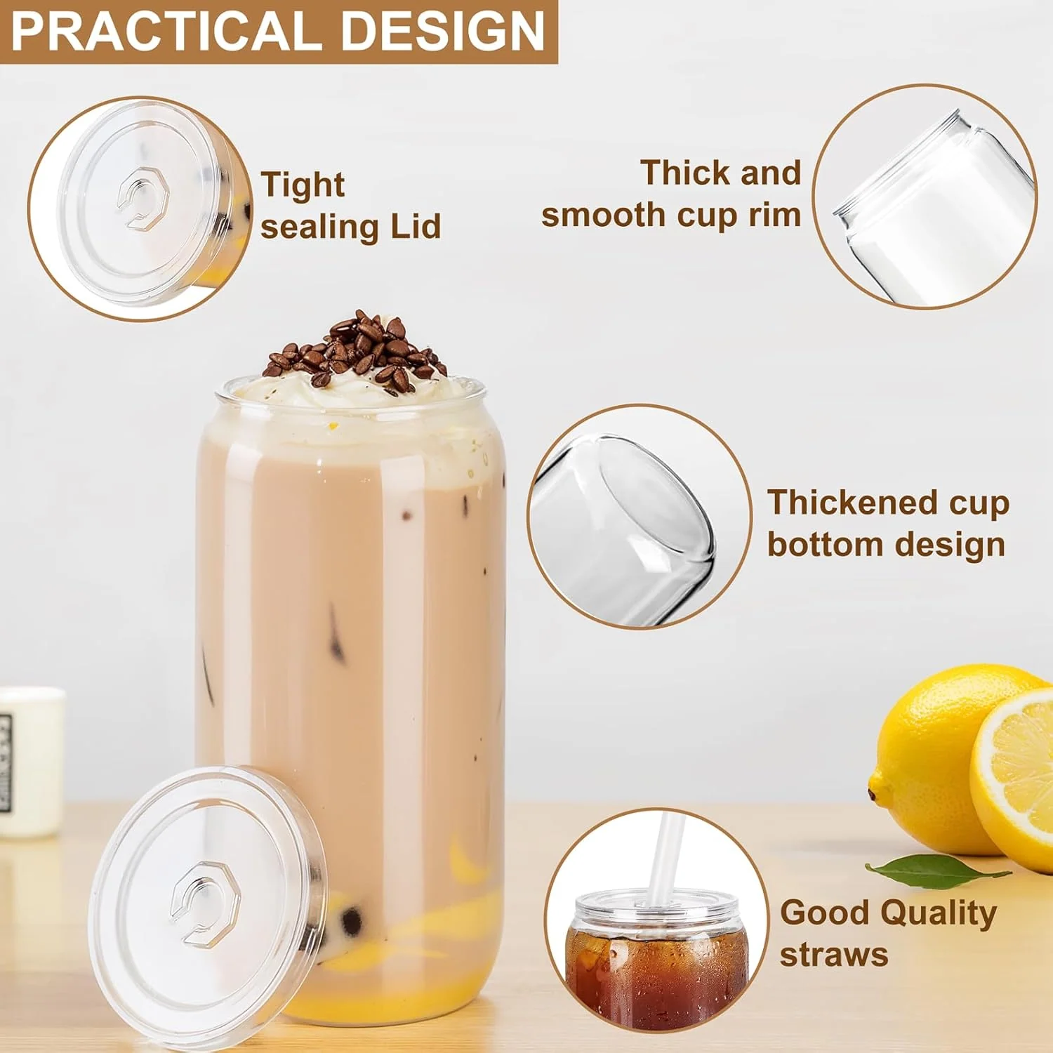 Clear Can Shaped Cups with Lids & Straws (16 oz, 20 Pack) — view 14