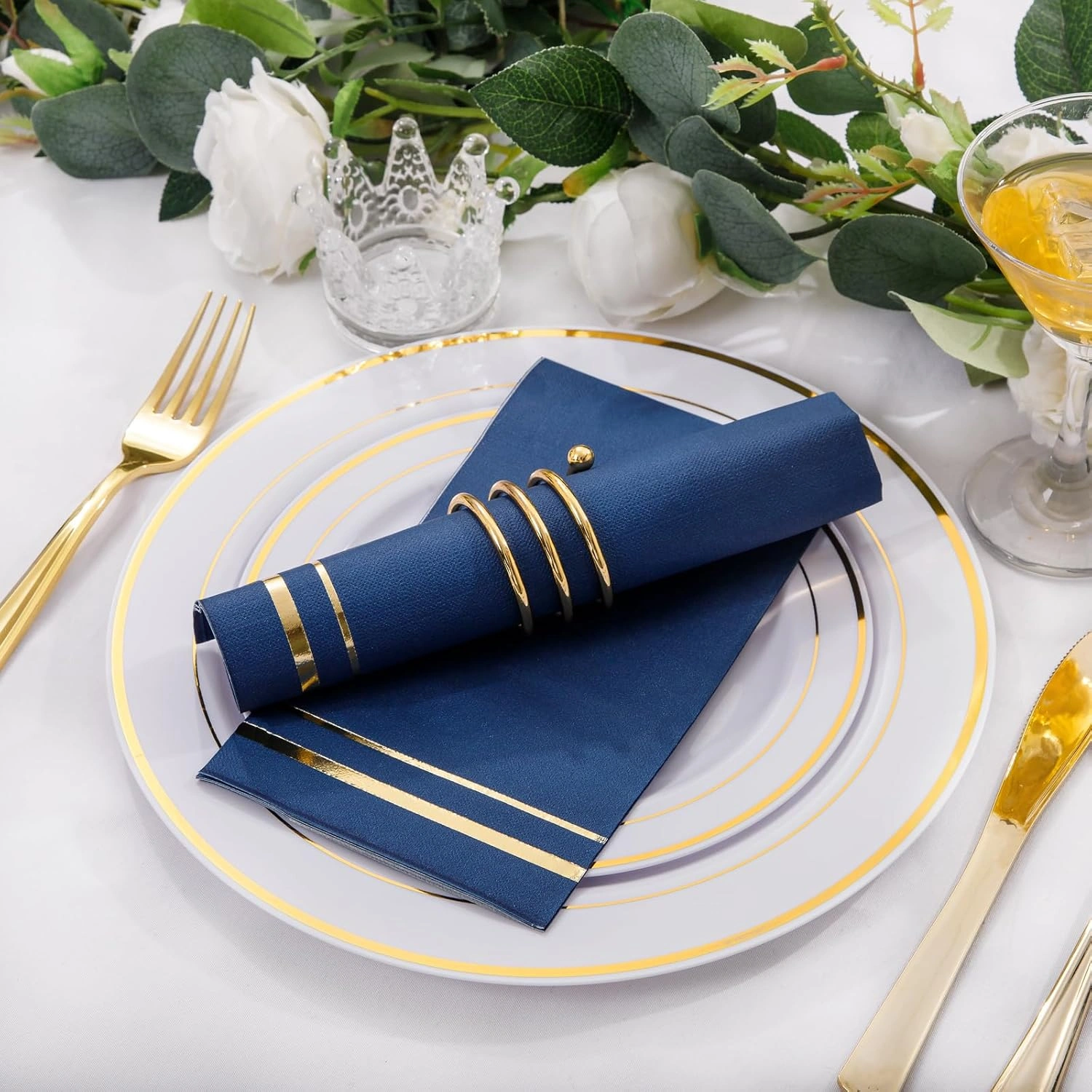 Blue 100-Count 3-Ply disposable Napkins (100 Pieces) — view 12