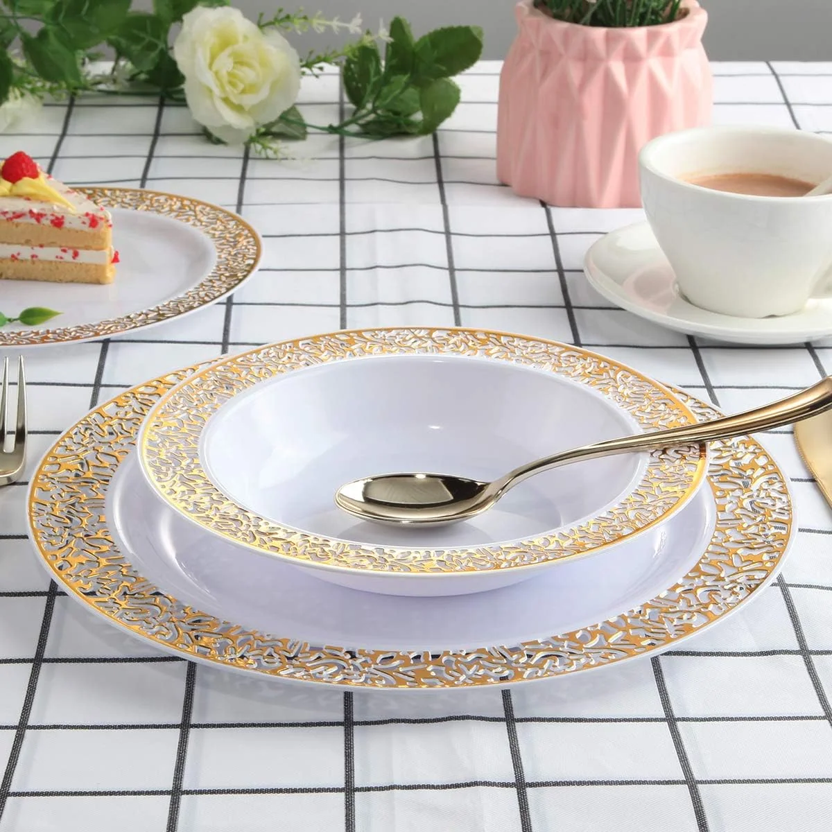 Gold Plastic Soup Bowls 12 oz — view 9