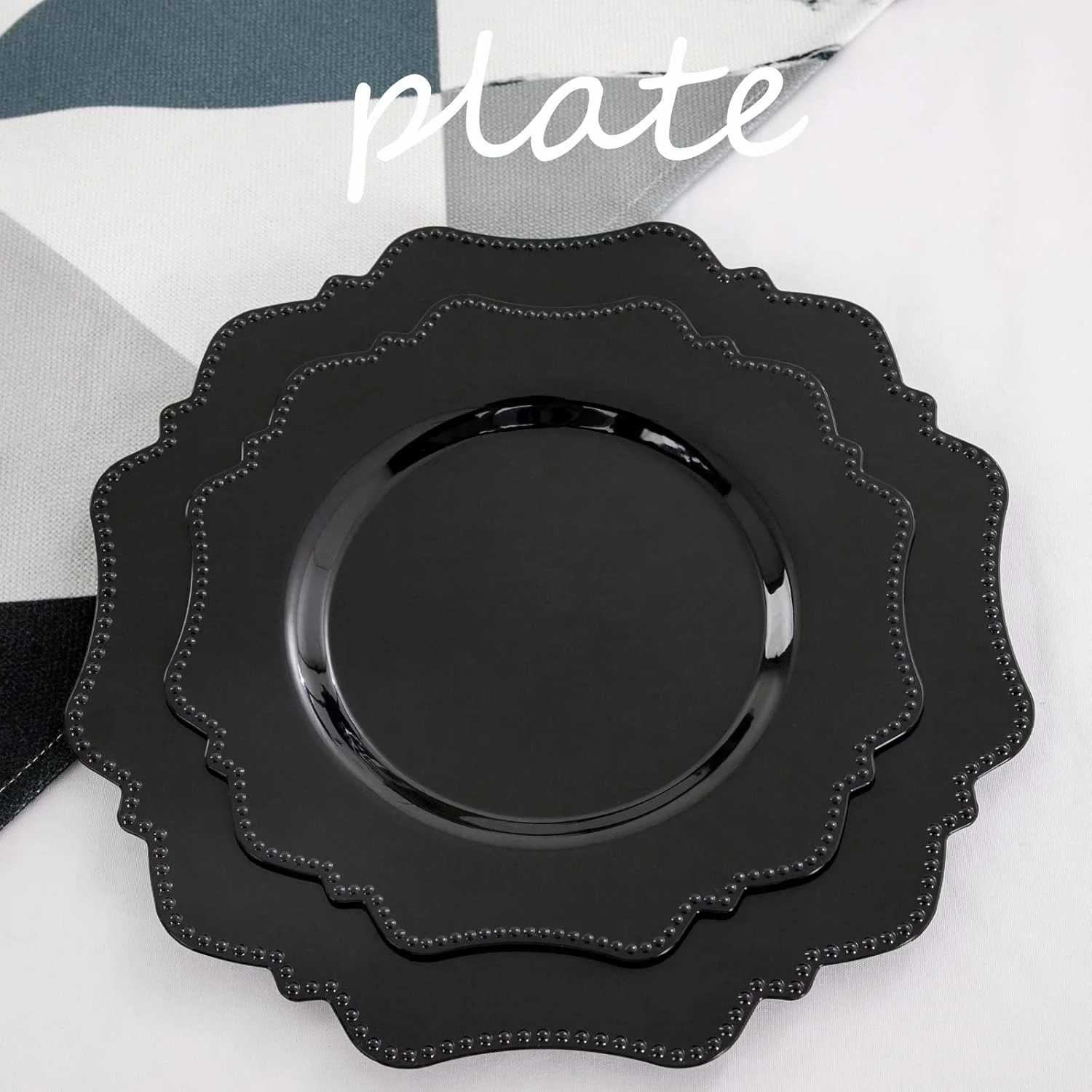 Black Disposable Plastic Plates-Heavy duty plate for party/wedding/anniversary 30 dinner plates and 30 dessert/salad plates — view 15
