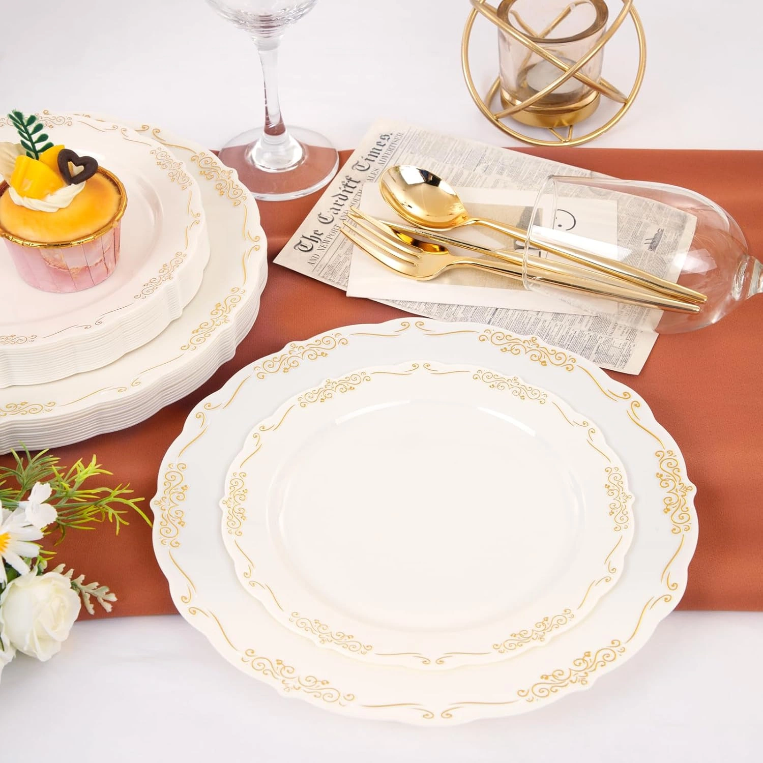 Ivory Gold U-QE Disposable Plates — view 12