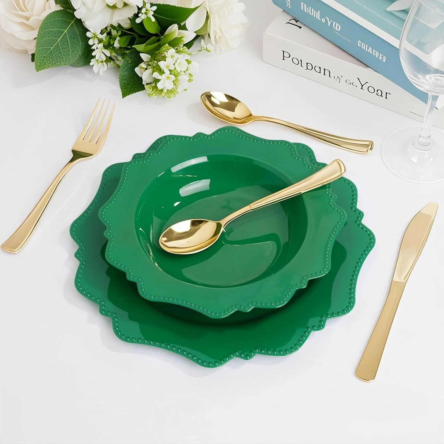 Green Plastic Party Bowls () 12 Oz Disposable Soup/Salad Bowl — view 12