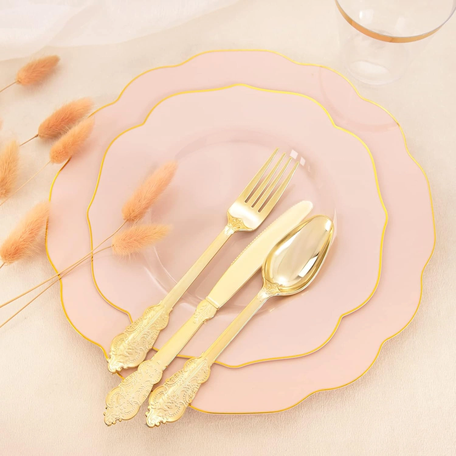 Pink NOCCUR Plates with Disposable Silverware — view 11