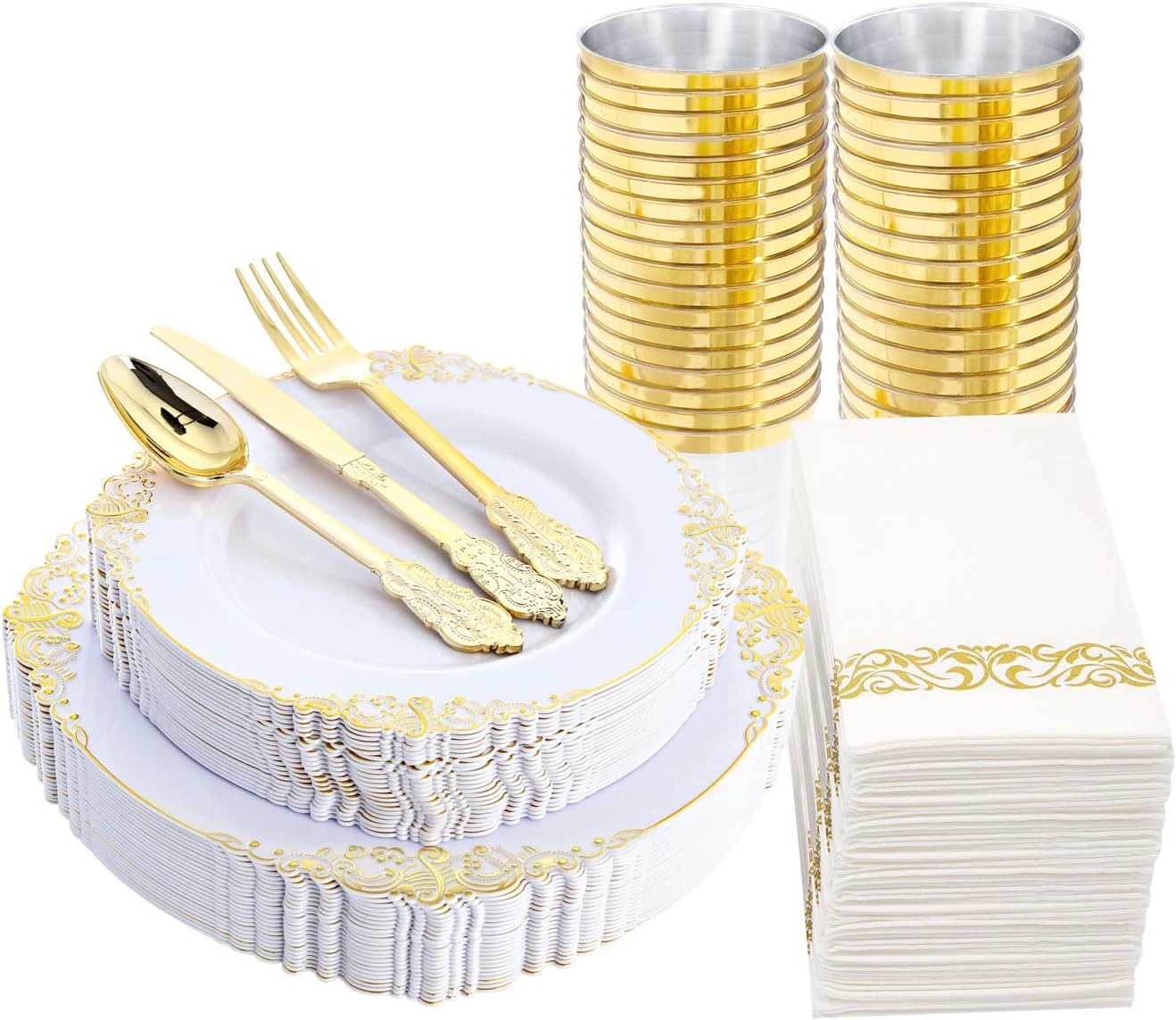 Gold Dinnerware Set for 25 Guests — view 10