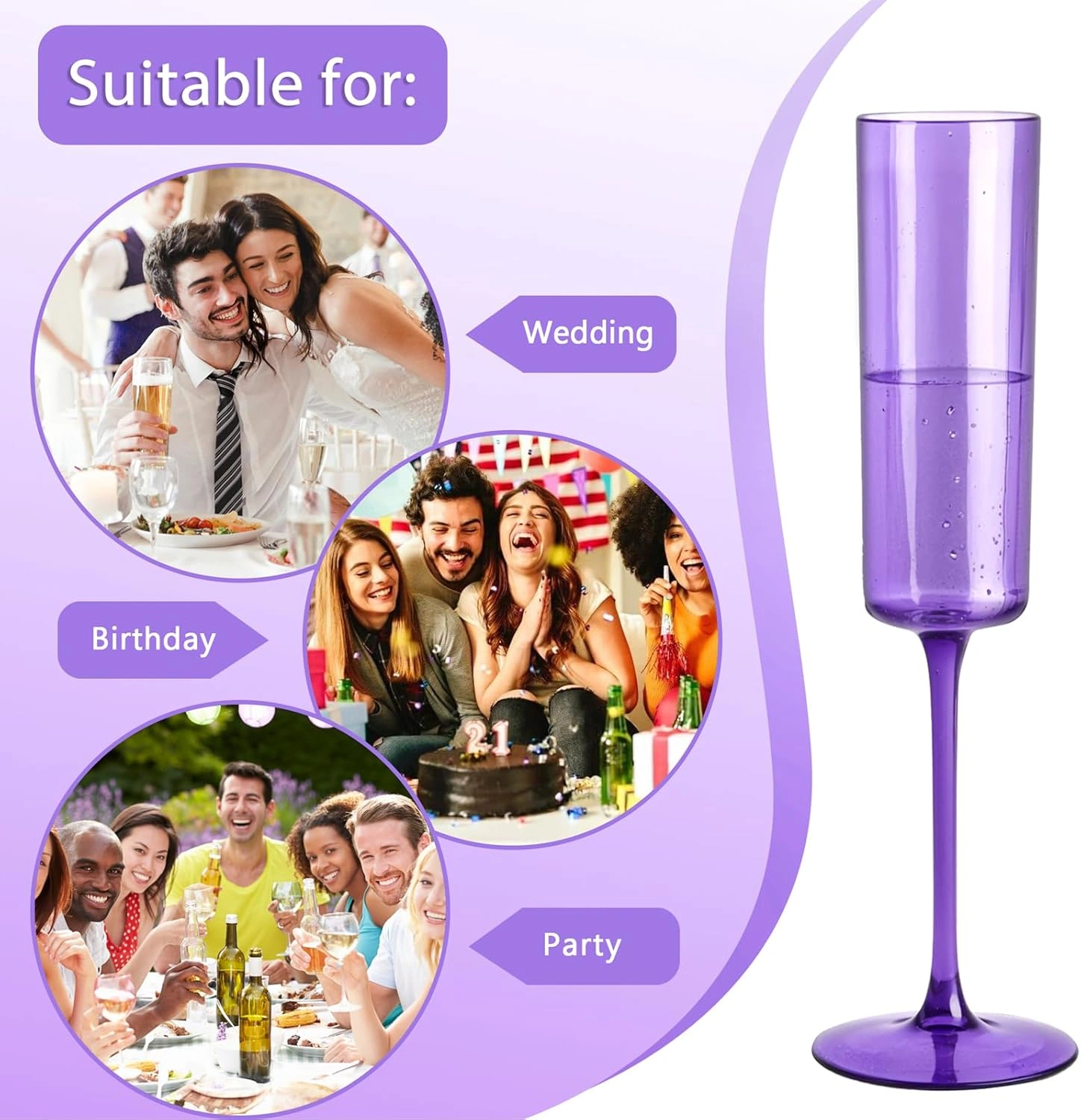 Purple YOUBET Champagne Flutes Plastic — view 14