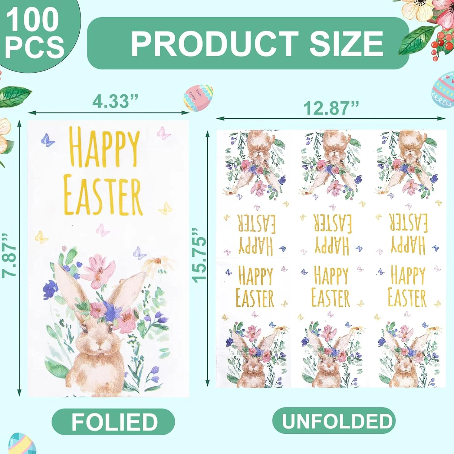 Easter 100-Count 3-Ply disposable Napkins (100 Pieces) — view 10