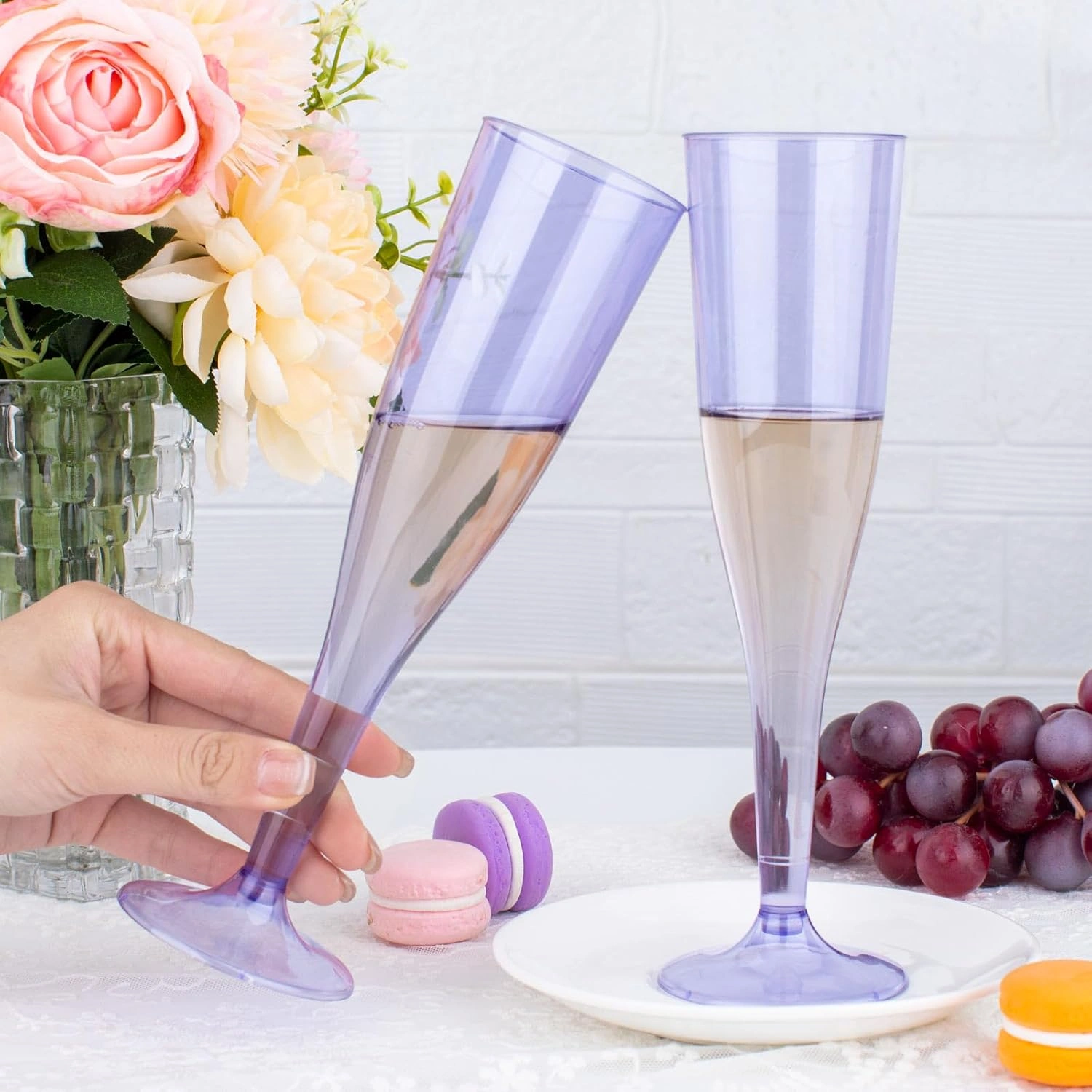 Clear Purple Plastic Champagne Flutes — view 15