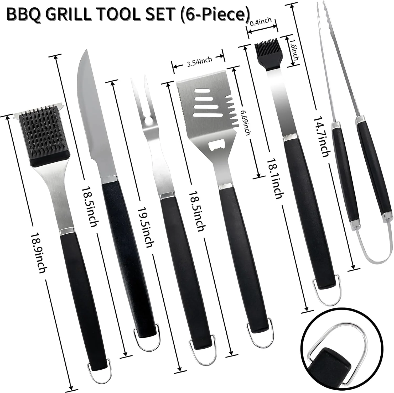 6pc Blackstone Griddle Accessories Upgraded Barbecue Presses Flat Top Grill Tools for Camp Chef Griddle Cover Salt and Pepper Shakers Grill Black Tools Set Enlarged Spatula Gift Set (6 Pieces) — view 12