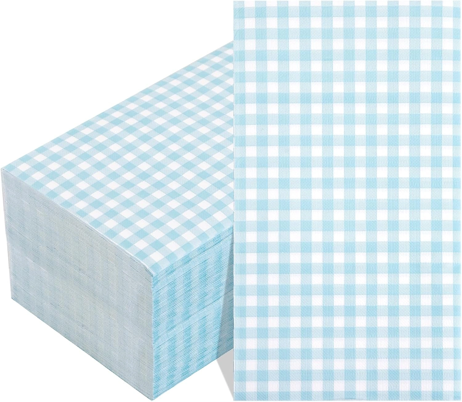 Baby Blue Gingham Paper Napkins — view 9