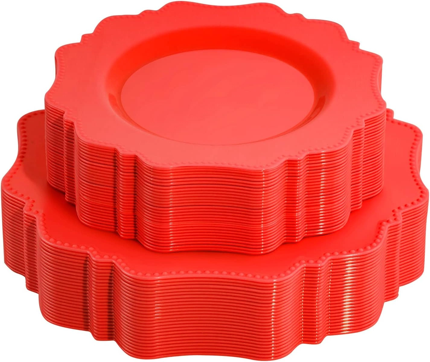 Red Disposable Plastic Plates-Heavy duty plate for party/wedding/anniversary 30 dinner plates and 30 dessert/salad plates — view 11