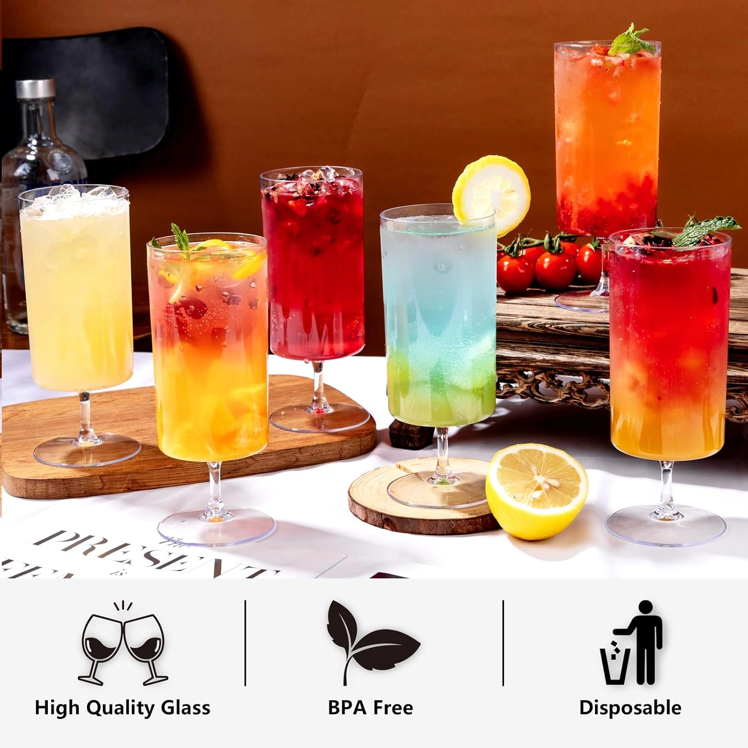 Clear Plastic Wine Goblets, Short Stem (14 oz, 12 Pack) — view 16